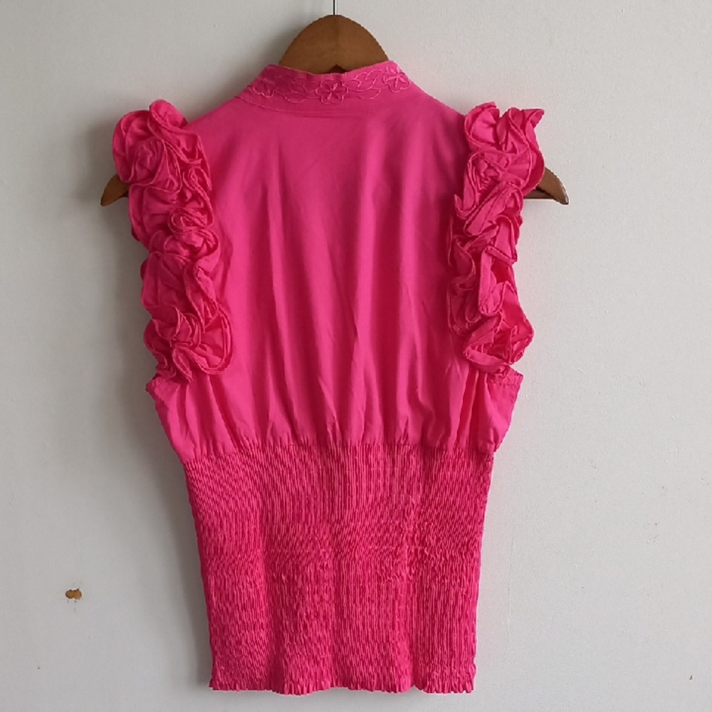 Pink Ruffled Smocked Blouse - Picture 5 of 10